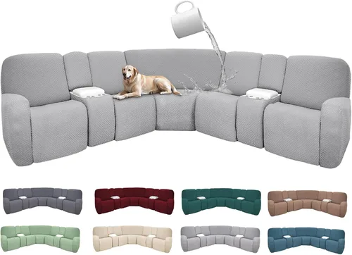 Miniatura 53 de Fundas de sofá reclinable seccional 100% impermeables para sofá reclinable en forma de L, funda de sofá modular de esquina en forma de L, fundas