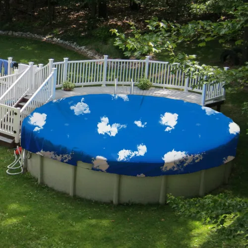 Miniatura 11 de Patio Cubiertas redondas para piscinas sobre el suelo, cubierta de seguridad para alberca de invierno de 10 pies, lona resistente con cabrestante