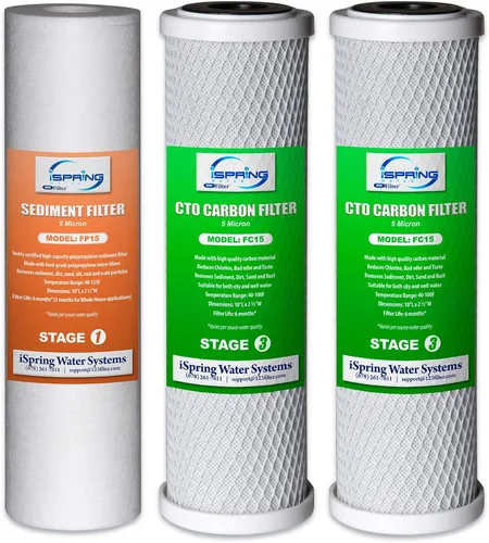 Miniatura 5 de iSpring Sistema de filtración de agua US31 clásico de 3 etapas para debajo del fregadero y cartuchos de repuesto universales F3CTO de 10 pulgadas
