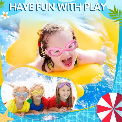 Miniatura 3 de Macarrie Paquete de 40 gafas de natación para niños a granel sin fugas con tapones para los oídos, gafas de natación ajustables de silicona
