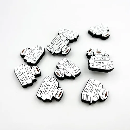 Miniatura 4 de Cuentas focales de silicona con forma de libro de café, cuentas focales planas para bolígrafos, llavero, pulsera, cordón, bricolaje, 10