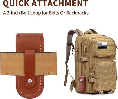 Miniatura 3 de Funda para cuchillo de bolsillo, estuche para cuchillo EDC plegable de 4 pulgadas, funda portátil de cuero para cuchillo con cierre a presión