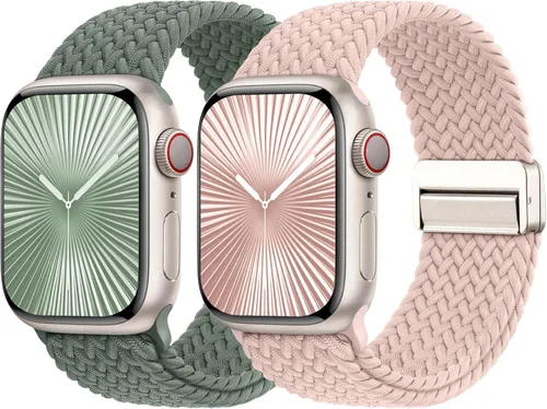 Miniatura 24 de Bandas elásticas trenzadas con cierre magnético compatibles con Apple Watch de 1.496 pulgadas, 1.575 pulgadas, 1.614 pulgadas, 1.654 pulgadas, 1.732