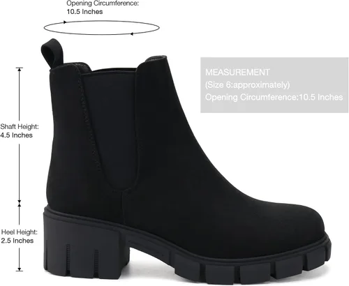 Miniatura 2 de starmerx Botines de plataforma para mujer, botas Chelsea elásticas, tacón medio, botines sin cordones