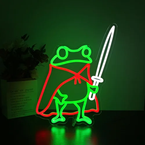 Letrero de neón de rana Letreros de neón lindos para decoración de pared Letrero de neón LED verde y rojo para cueva de hombre, habitación, fiesta