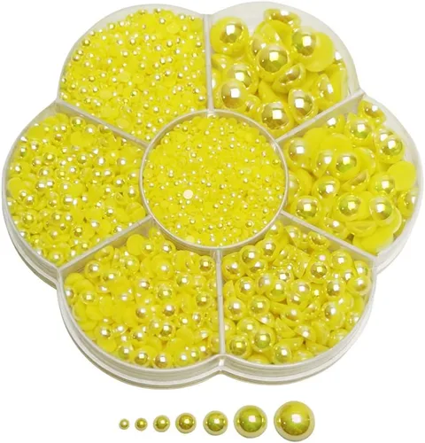 Miniatura 11 de Chenkou Craft - 1 caja con 3000 mitades de perlas, cuentas circulares con inferior plano, gemas sueltas Media bola fucsia oscura