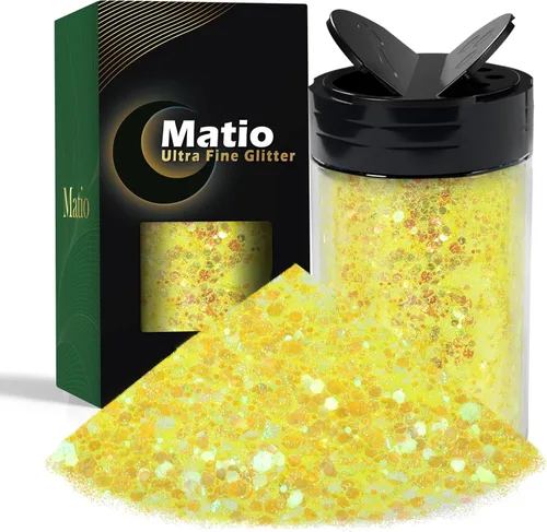Miniatura 22 de Matio Purpurina gruesa de 7.8 onzas / 7.76 oz de color blanco luna, polvo de purpurina ultrafina, mezcla de copos de PET gruesos, lentejuelas