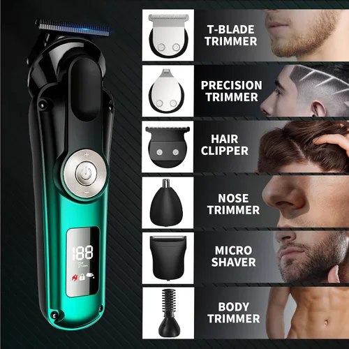 Miniatura 3 de BILLAR Kit de aseo profesional 6 en 1 para bigote, cuerpo, 17 piezas todo en uno para hombre y cortapelos, nariz, oído, cuerpo y cara, maquinilla