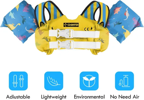 Miniatura 2 de Chriffer - Chaleco salvavidas para niños de 30 a 55 libras, flotadores con arnés de hombro con alas de brazo para niños y niñas de 2, 3, 4, 5, 6, 7