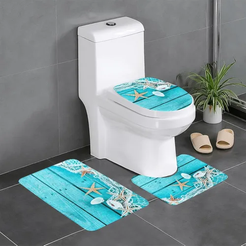 Miniatura 13 de Juego de 3 alfombras de baño con diseño de tulipanes rosados con fondo de madera, antideslizantes, con patrón de resorte, extra suaves y absorbentes