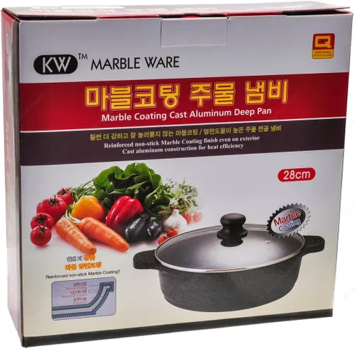 Miniatura 3 de KW QPW28L - Sartén de aluminio fundido con revestimiento de mármol de cerámica, 11 pulgadas