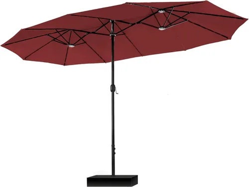 Miniatura 16 de PHI VILLA Sombrilla grande de 15 pies para patio con base incluida, sombrilla de doble cara rectangular para exteriores de gran tamaño con soporte
