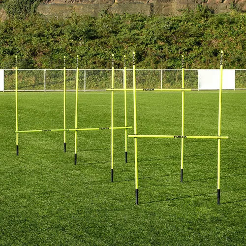 Miniatura 2 de FORZA Juego de obstáculos ajustables Pro Entrenamiento de velocidad y agilidad con bases de goma o picos de tierra para mayor estabilidad