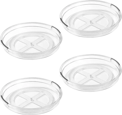 Miniatura 7 de LAMU Paquete de 4 Organizadores Lazy Susan de 10.6 pulgadas, Plataforma Giratoria Transparente Lazy Susan para Gabinete, Refrigerador, Superficie