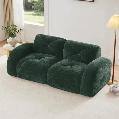 Miniatura 41 de Sofás modulares modulares de 110.6 pulgadas para sala de estar, sofá moderno de terciopelo sin hueso, no requiere montaje, cómodo sofá sin hueso