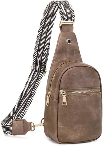 Miniatura 2 de WSRYDLDJ - Cangurera pequeña de cuero para mujer, cangurera cruzada de cuero, bolsa de pecho para mujer