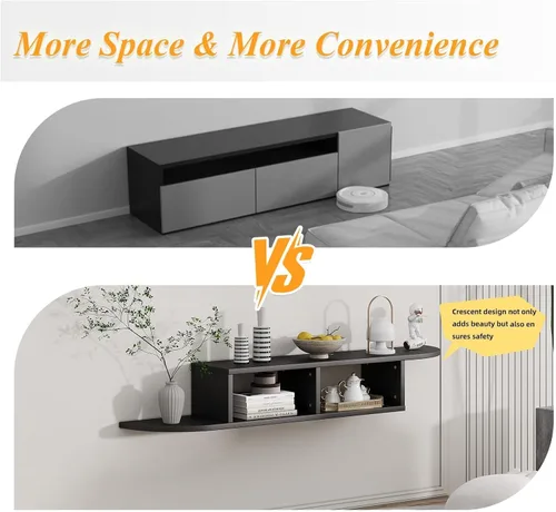 Miniatura 6 de 4 EVER WINNER Soporte de TV flotante con almacenamiento, estantes flotantes de 55" para pared, centro de entretenimiento flotante estante de pared