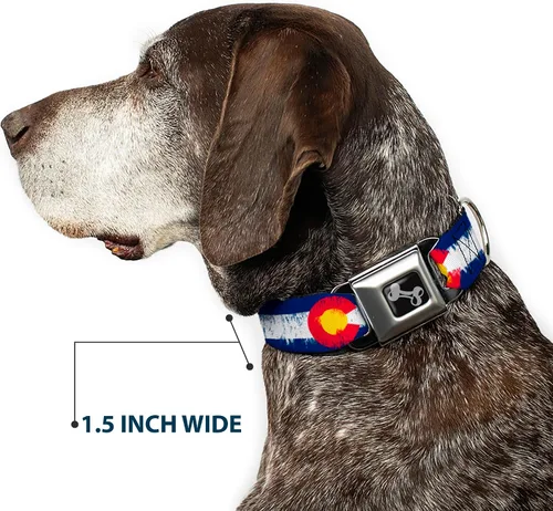 Miniatura 7 de Buckle-Down Collar de perro con diseño de Colorado Flags2 Repeat Weathered de 9-15 pulgadas, talla S