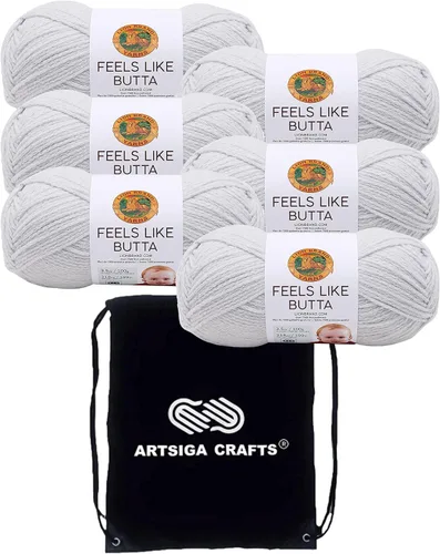 Miniatura 21 de Lion Brand Feels Like Butta Rainy Day 215-99 (3 madejas - mismo lote de tinte) estambre medio #4 poliéster para tejer con gancho y agujas con bolsa