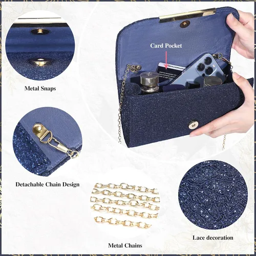 Miniatura 4 de Lace Evening Bag Clutch Purses for Women Lady Handbags Crossbody Bag Wedding Bag for Prom Party Engagement Bride