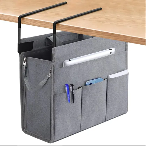 Miniatura 9 de MASTLU Bolsa de almacenamiento para colgar debajo del escritorio, organizador de escritorio, bolsa de almacenamiento lateral de oficina, compatible