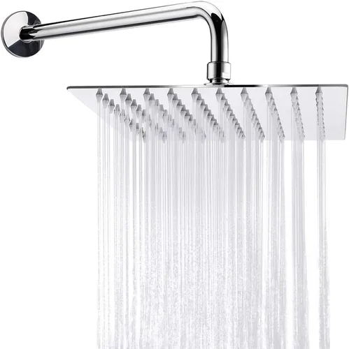 NearMoon - Cabezal de regadera de lluvia cuadrado con brazo extensible, grande, de acero inoxidable, cascada, cobertura de cuerpo completo (20