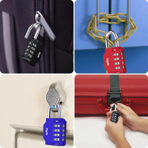 Miniatura 7 de Diyife - Paquete de 3 candados combinados, 4 dígitos para exteriores, impermeable, cierre de combinación de metal y acero plateado, para valla