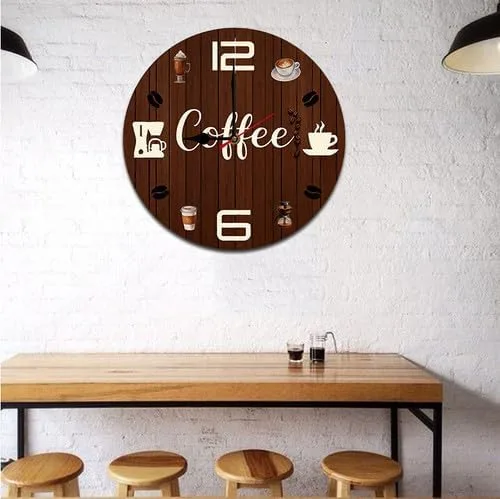 Miniatura 2 de Reloj de pared de café de 10 pulgadas, reloj redondo de madera de café, reloj silencioso sin tictac, relojes vintage de granja para oficina, hogar
