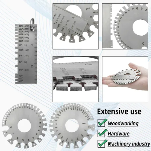 Miniatura 3 de Paquete de 2 Medidores de Espesor de Lámina Metálica de Alambre de Acero Inoxidable Medidor de Espesor de Soldadura Herramienta de Inspección
