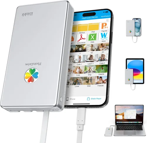 Miniatura 10 de iDiskk Disco duro externo certificado por Apple de 500 GB para iPhone, iPad, teléfono Android, MacBook, Copia de seguridad automática Fotos Videos