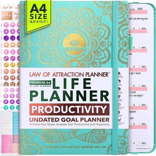 Miniatura 20 de Planificador de Vida - Agenda Semanal y Mensual Sin Fecha, Viaje de 12 Meses para Aumentar la Productividad Diario de Gratitud, Organizador