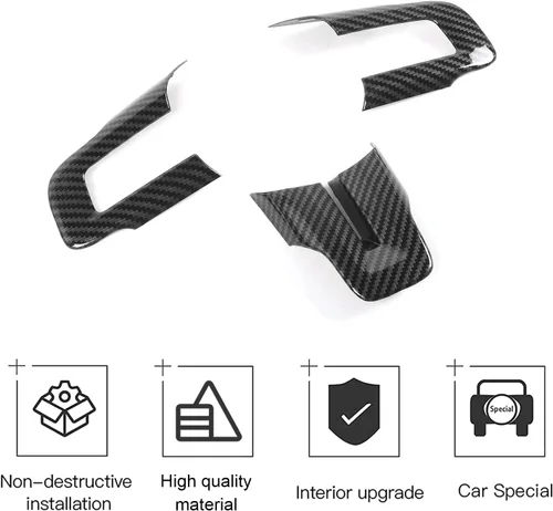 Miniatura 3 de CheroCar para Ford Mustang Cubierta de Volante Kit de Decoración y Moldura Accesorios Interiores para Ford Mustang 2015-2025 (Fibra de Carbono)