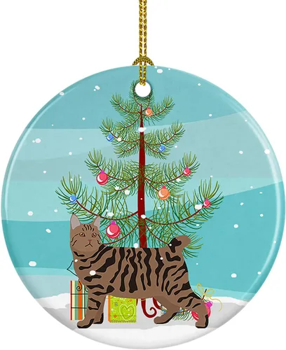 Miniatura 72 de Caroline's Treasures Adorno de cerámica con texto en inglés "Merry Christmas" para colgar en el árbol de Navidad, decoración para el hogar, Navidad