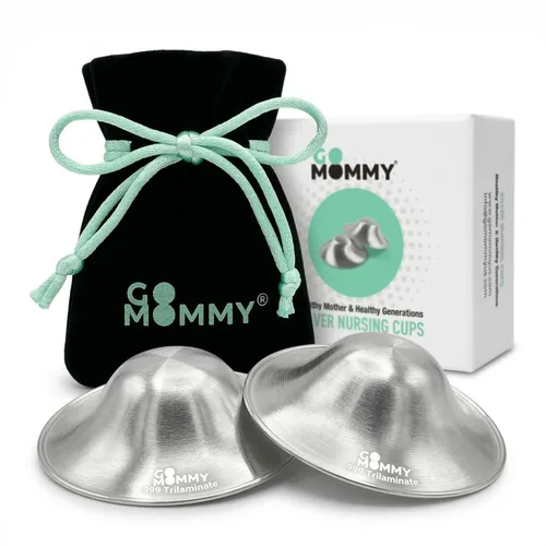 Miniatura 12 de Go Mommy - Copas de lactancia de plata de ley 925 sólida, talla XL, fundas para pezones para lactancia, protectores de pezones para recién nacidos