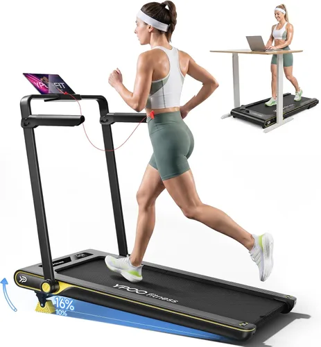 YPOO Walking Pad Treadmill with Incline, 2-in-1 Under Desk Walking Pad with Foldable Handlebar, 0.5-6.2 MPH Portable Treadmill for Home Office, 2.5