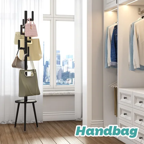 Miniatura 6 de Perchero de madera independiente con estante, árbol de abrigo de cactus de bambú, árbol de abrigo para ropa, bolsa/sombreros, soporte para entrada