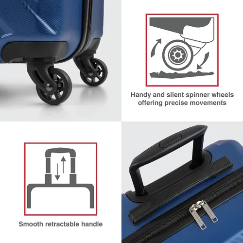 Miniatura 5 de SWISS MOBILITY AHB Collection - Equipaje giratorio de carcasa rígida para aviones, maleta expandible con ruedas giratorias de 360 grados, mango