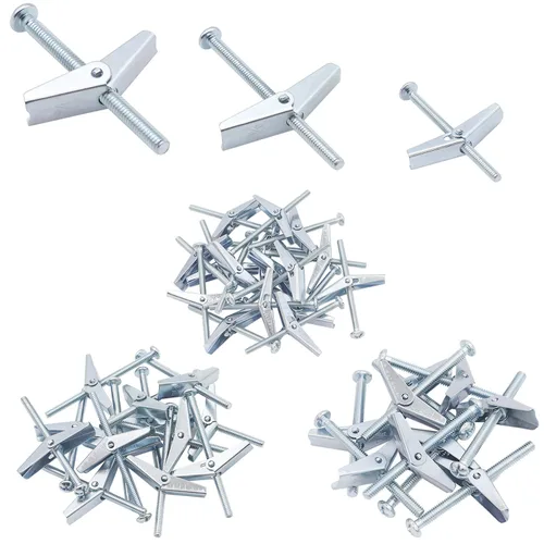 Miniatura 10 de HELIFOUNER 24 piezas de perno de palanca y tuerca de ala para colgar artículos pesados en paneles de yeso, 1/8 pulgadas, 3/16 pulgadas, 1/4 pulgadas