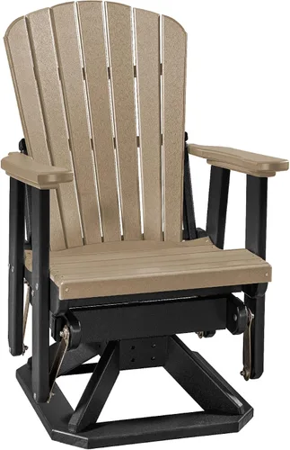 Miniatura 8 de DutchCrafters Slat Fan Back Poly Adirondack Swivel Glider Outdoor Patio Chair (Black)