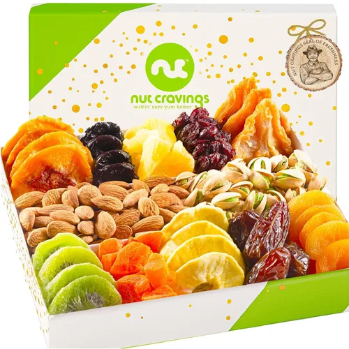 Miniatura 15 de NUT CRAVINGS - Cesta de regalo con arreglo floral de frutas secas navideñas en cesta de regalo de madera en forma de manzana + bandeja (9 surtido)