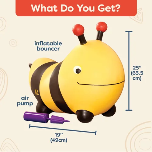 Miniatura 3 de B. toys – Juguetes inflables Bee Bouncer para montar – Juguetes para niños con bomba de aire – Juguetes para niños pequeños para el equilibrio