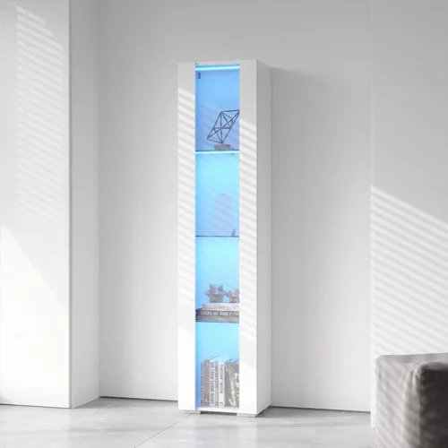 Miniatura 3 de Holaki Aparador LED de 67 pulgadas de alto con estantes de vidrio de 3 niveles, vitrina lateral frontal de alto brillo para oficina en casa, sala
