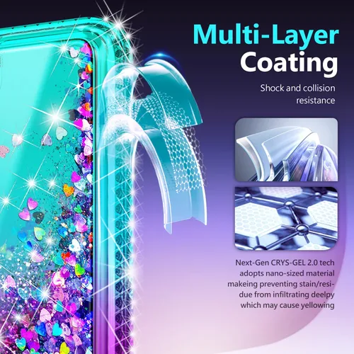 Miniatura 6 de NGB - Funda diseñada para Samsung Galaxy S22+ Plus, aqua/morado, bonita funda con purpurina líquida brillante para mujeres, niñas y niños, con Agua