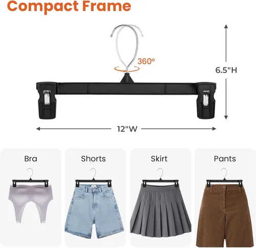 Miniatura 2 de HOUSE DAY Perchas para pantalones y faldas - Juego de 10 perchas para pantalones con clips grandes antideslizantes - Perchero para armario