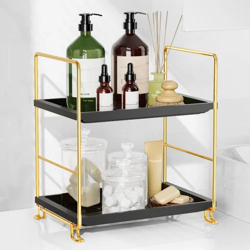 Miniatura 8 de FSyueyun Organizador de Encimera de Baño de 2 Niveles, Instalación Sin Herramientas, Organizador de Estante de Maquillaje de Plásticos Premium