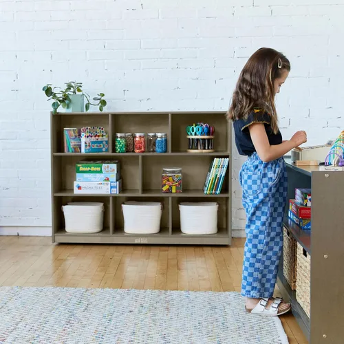 Miniatura 2 de ECR4Kids Gabinete de almacenamiento móvil de 8 compartimentos, primaria, muebles de aula, gris desgastado