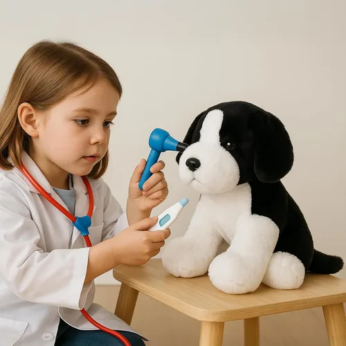 Miniatura 3 de WEIGEDU Peluche de perro pastor Beagle blanco y negro Border Collie, juguetes de peluche para niños y niñas, bebé, cumpleaños, Pascua