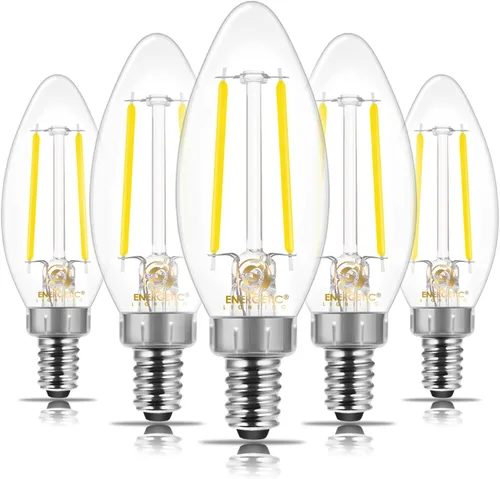 Miniatura 9 de Energetic - Bombilla LED E12 clásica regulable transparente, equivalente a 60 W, 550 lúmenes, blanco frío 4000 K, bombilla de filamento de vidrio