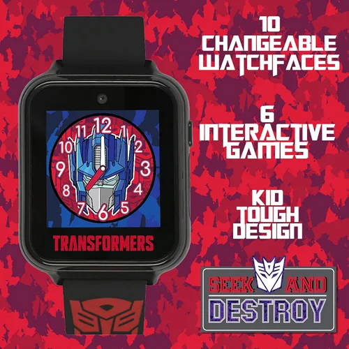 Miniatura 4 de Transformers - Reloj inteligente para niños con cámara selfie, 10 caras de reloj intercambiables, podómetro, juegos jugables y más, tecnología