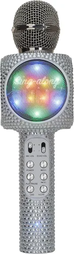 Miniatura 7 de Wireless Express - Micrófono de karaoke Bling Bluetooth para cantar y altavoz estéreo Bluetooth todo en uno (Confetti Bling)
